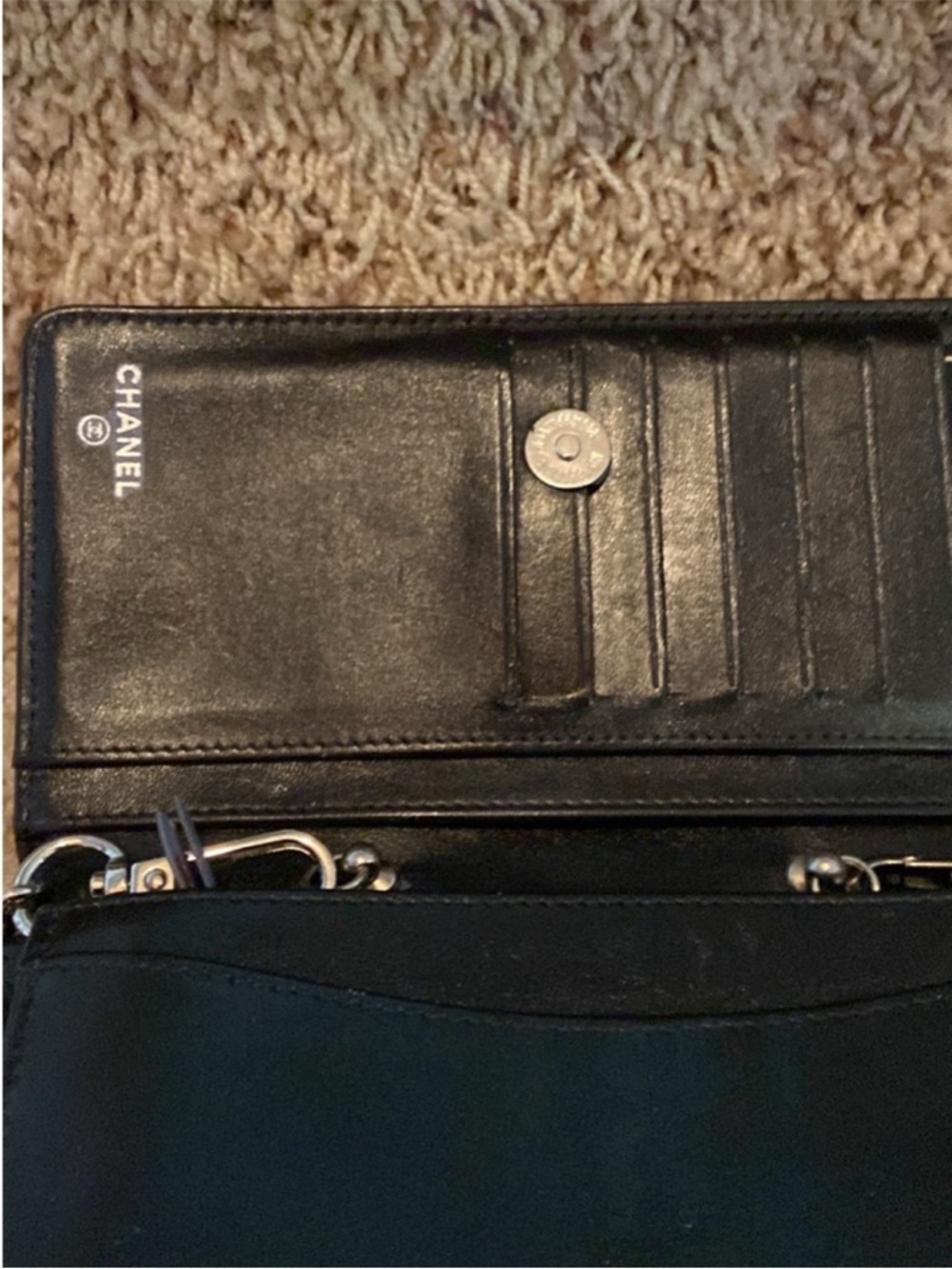 CHANEL Black Quilted Leather Wallet on Chain with Silver Hardware - Picture 5 of 11